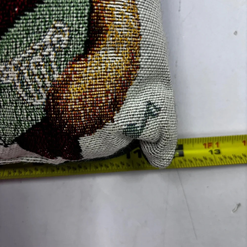 Vintage Christmas Teddy Bear Tapestry‎ Throw Pillow Woven Caroling Bears 12x9